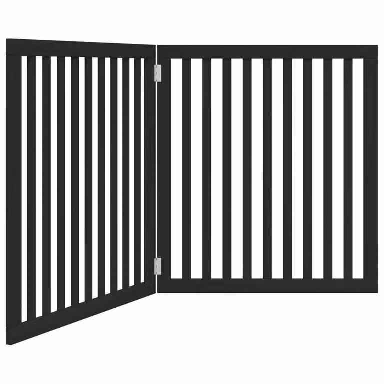 Cancello per Cani Pieghevole 2 Pannelli Nero 160cm Legno Pioppo