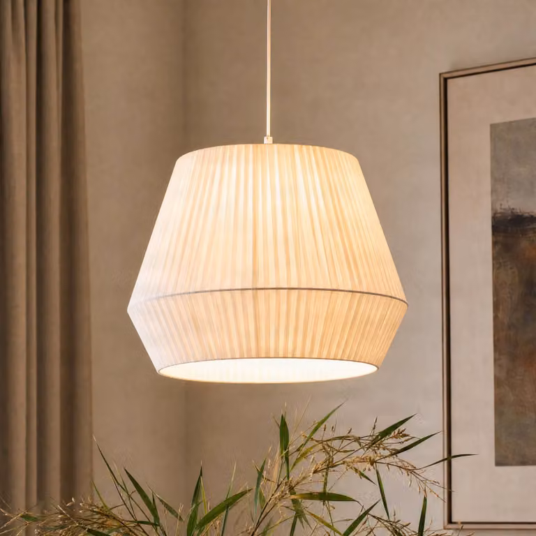 Lampada a sospensione Vitore Lindby, dimmerabile, Bianco / Opale, Soggiorno / Sala da pranzo, Tessuto / Stoffa / Seta, Scandinavo, Lampada a sospensione