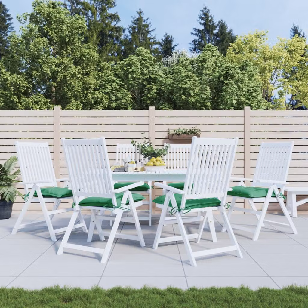Set di 6 cuscini per sedia vidaXL verdi in tessuto Oxford traspirante e idrorepellente, L 40 cm x P 40 cm x H 7 cm