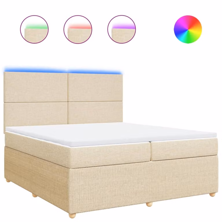 Giroletto a Molle con Materasso Crema 200x200 cm in Tessuto