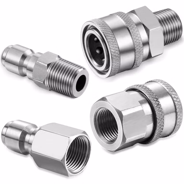 Raccordo a compressione da 1/4 di pollice - confezione da 4 pezzi - acciaio inossidabile - alta pressione - compatibile con filettatura NPT - resistente agli urti - raccordo per tubi ad alta pressione