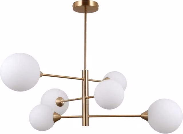 Plafoniera moderna ottone miele 6xG9 sfere bianche Evora