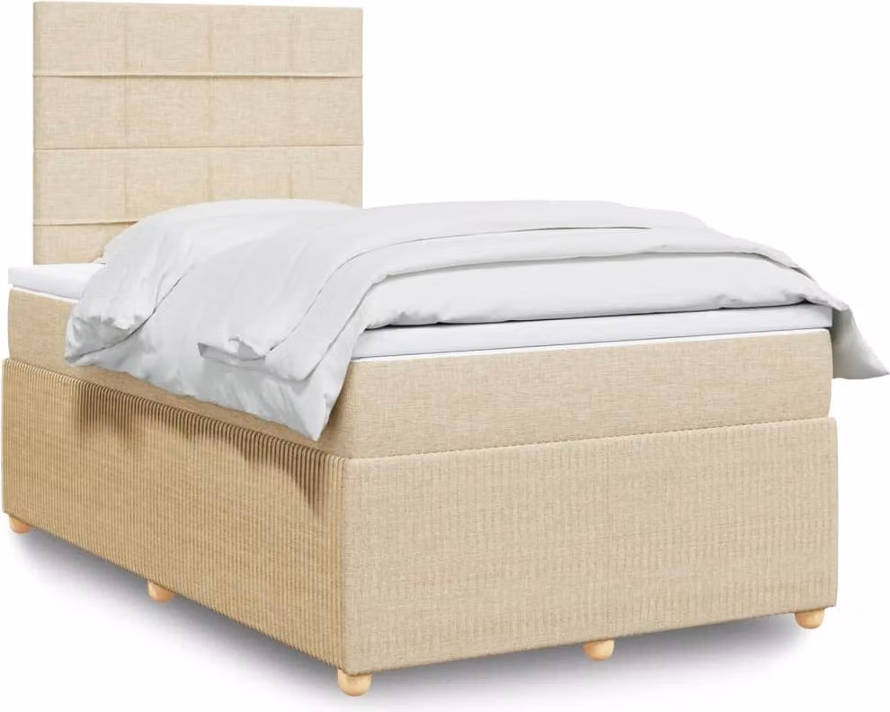 Maison Exclusive - Giroletto a Molle con Materasso Crema 120x190 cm in Tessuto