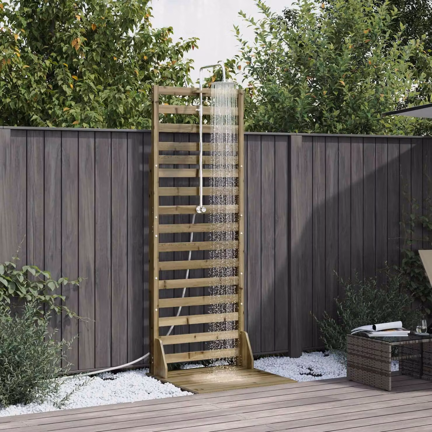 Maison Exclusive - Doccia da giardino, altezza 225 cm. Realizzata in legno di pino impregnato e acciaio inossidabile