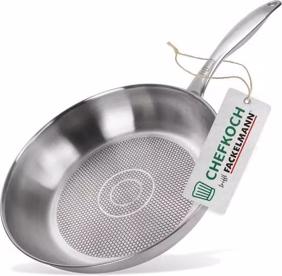 Padella in acciaio inossidabile Ø 28 cm - Adatta per induzione - Struttura a griglia di miele