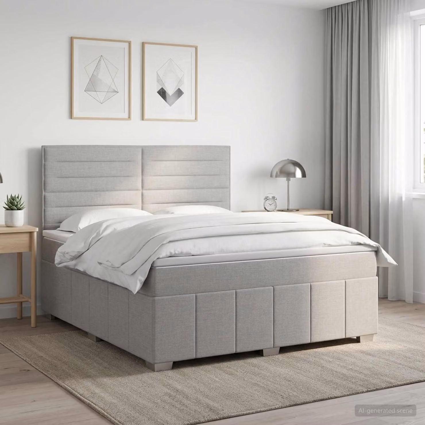 Letto box spring con materasso a molle insacchettate vidaXL, Grigio e Bianco, L/P: 180 x 200 cm