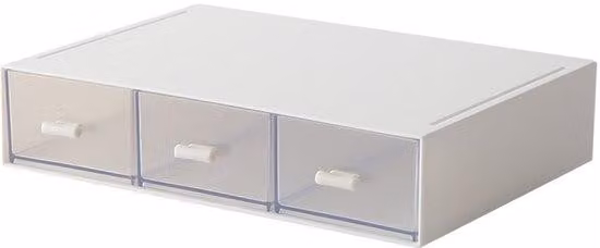Organizer da ufficio - Organizer da ufficio con vassoio - Organizer da ufficio bianco - Organizer per cosmetici bianco - Set da 2 pezzi impilabile e resistente alla polvere