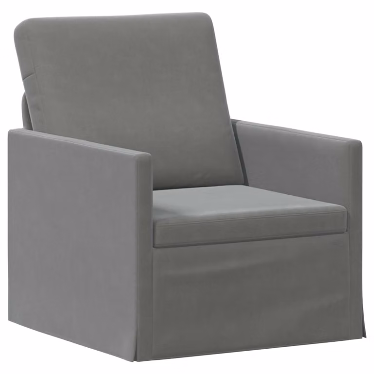 Divano Singolo vidaXL in Velluto Grigio con Struttura in Metallo L: 70 cm, P: 81 cm, H: 82 cm