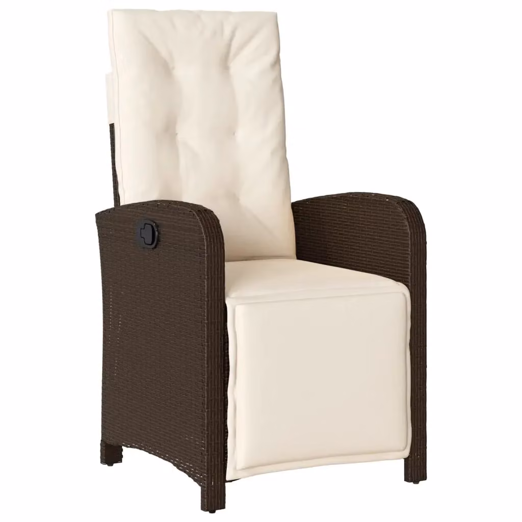 Sedia Reclinabile da Giardino vidaXL in Polyrattan Marrone e Bianco con Poggiapiedi e Poggiatesta Regolabile – 2