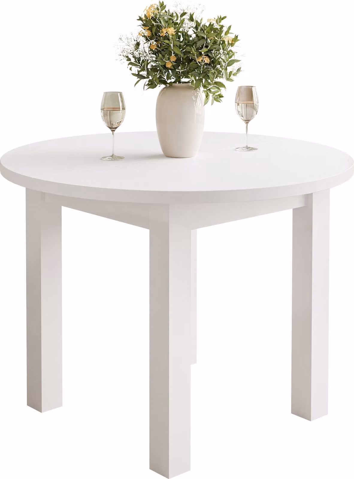Tavolo da pranzo rotondo OLEA, bianco / bianco - ø100 cm, sedie escluse