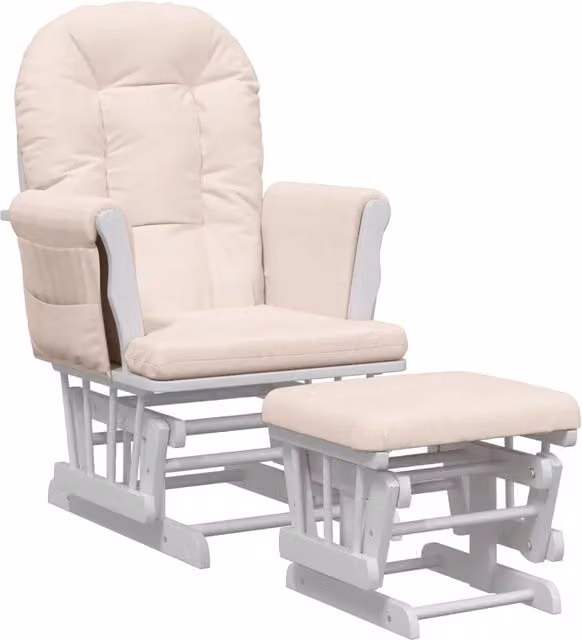 Poltrona | Sedia Relax Glider con Sgabello Rosa Chiaro in Tessuto