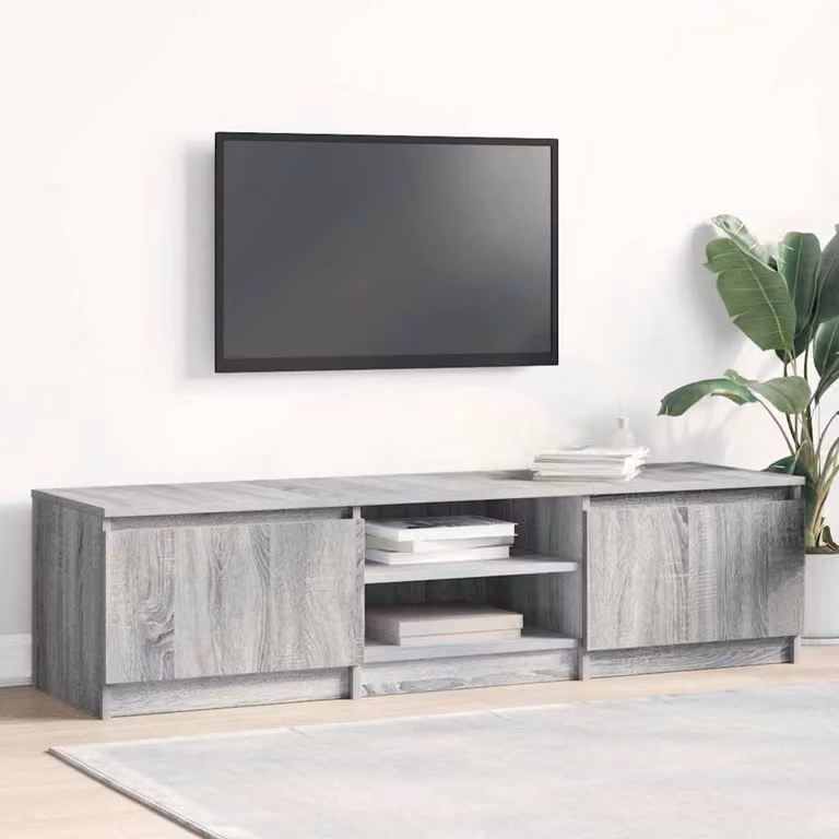 Mobile TV vidaXL moderno in legno Grigio, L 140 cm x P 40 cm x H 35,5 cm