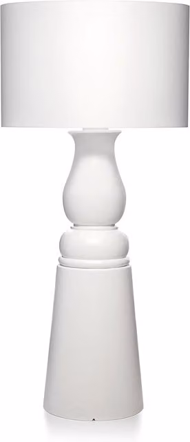 Lampada da terra Moooi Farooo bianca con tecnologia LED dimmabile e paralume in tessuto cilindrico