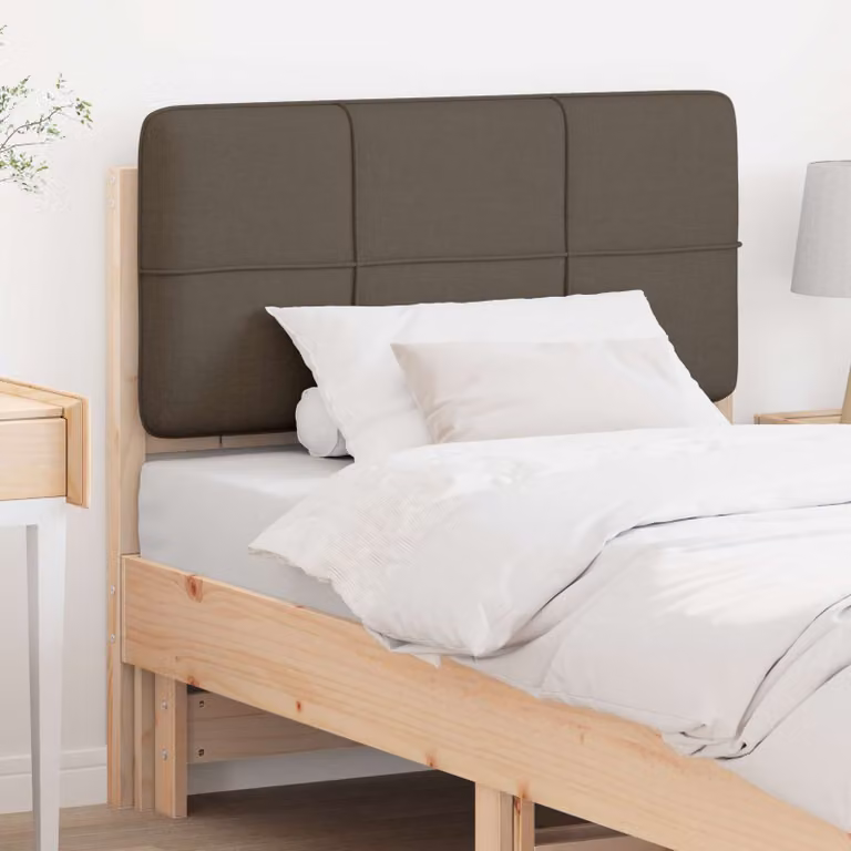 Testiera imbottita moderna vidaXL in pino massello, colore marrone e beige, L: 85,5 cm, H: 84,5 cm, P: 12 cm
