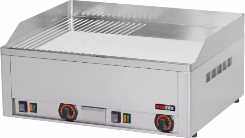 Piastra grill elettrica KBS con 2 zone di riscaldamento, superficie di cottura liscia/scanalata, 660x600x290 mm