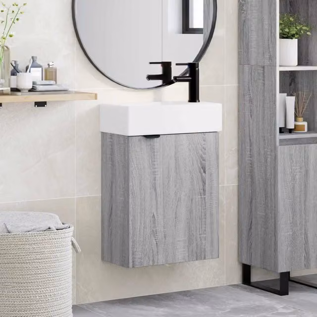 Mobile bagno sospeso moderno vidaXL Sonoma grigio L: 45,5 cm, P: 22,5 cm, H: 84 cm