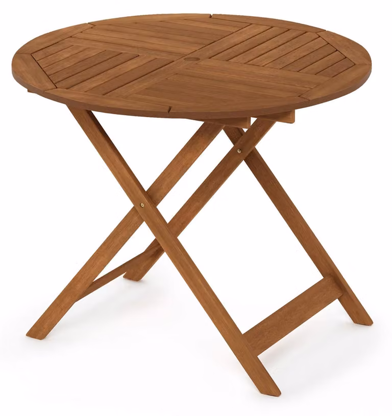 Tavolo pieghevole da esterno Furinno Tioman, con apertura per ombrellone, colore naturale, dimensioni 88,9 x 88,9 x 71 cm