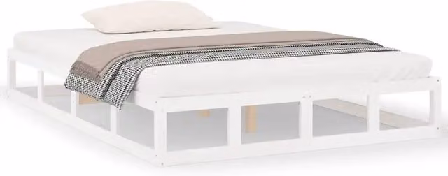 Letto matrimoniale | Letto per adulti | Giroletto Bianco 135x190 cm Double in legno Massello