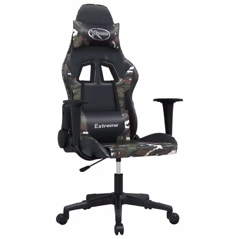 Sedia da Gaming Massaggiante Nero e Mimetico in Pelle finta