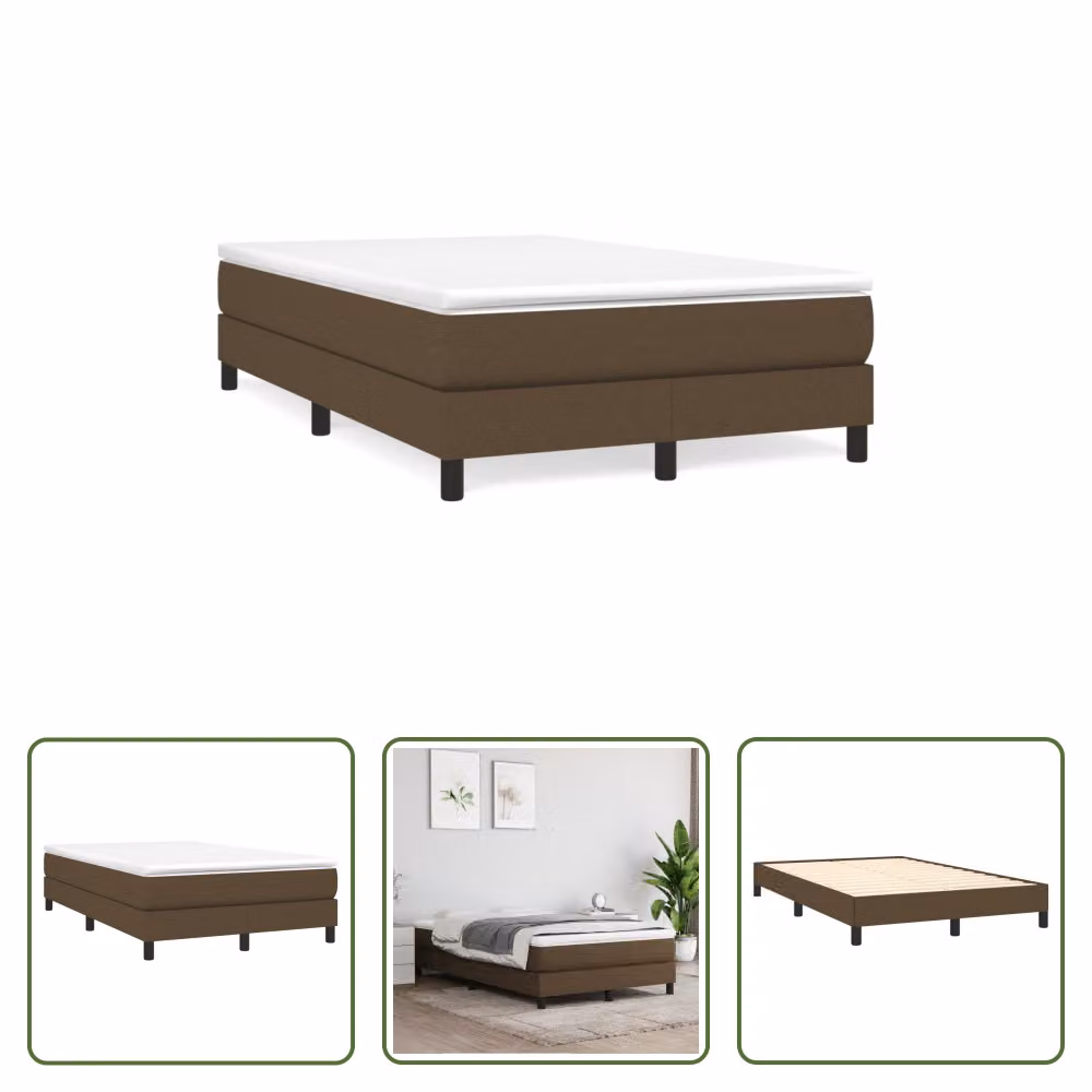 The Living Store Letto a molle con materasso marrone scuro 120x190 cm in tessuto