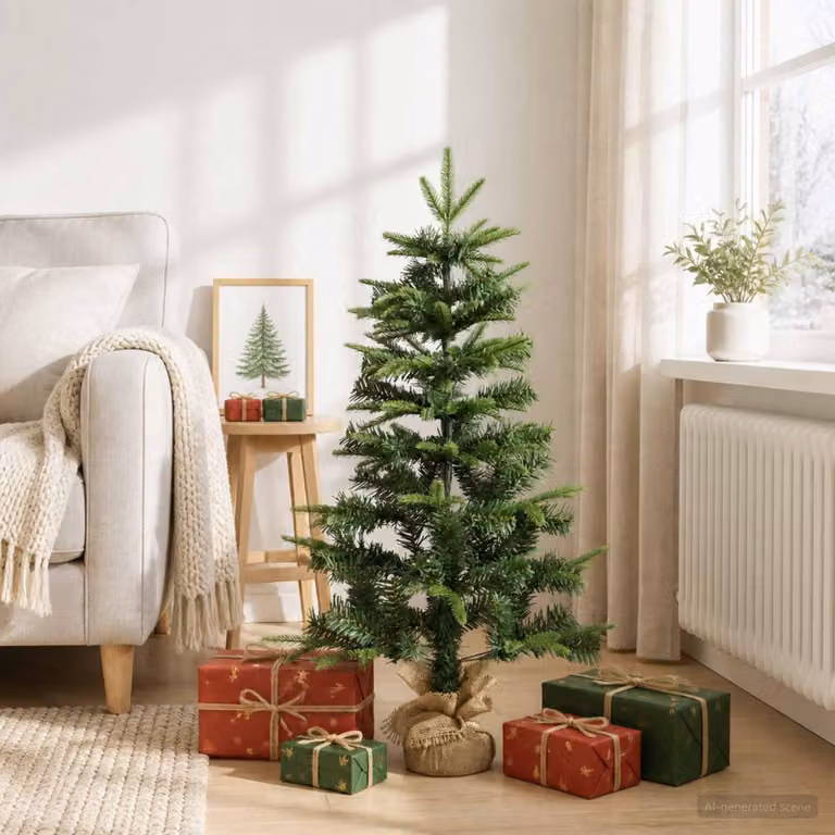 Albero di Natale in miniatura, 90 cm, in PVC e PE, colore verde