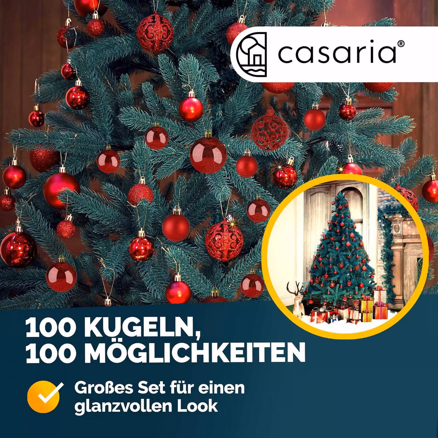 Set da 100 palline di Natale Casaria rosse in plastica per decorazioni sospese – 2