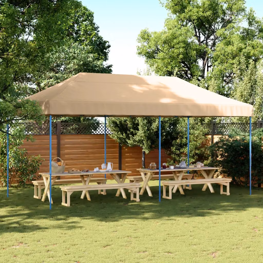 vidaXL Tenda da Festa Pieghevole Pop-Up Beige L: 580 cm, P: 292 cm, H: 315 cm