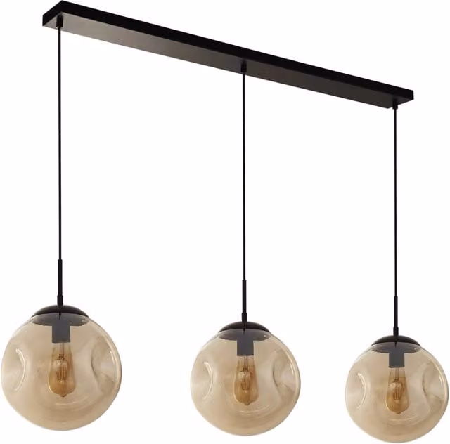 Lampadario Contemporaneo Punch Acciaio Nero Vetro 3 Luci E27