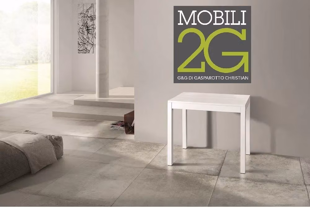 Consolle allungabile Mobili 2G in laminato rovere bianco e basamento bianco L 90 cm x P 50 cm – 2
