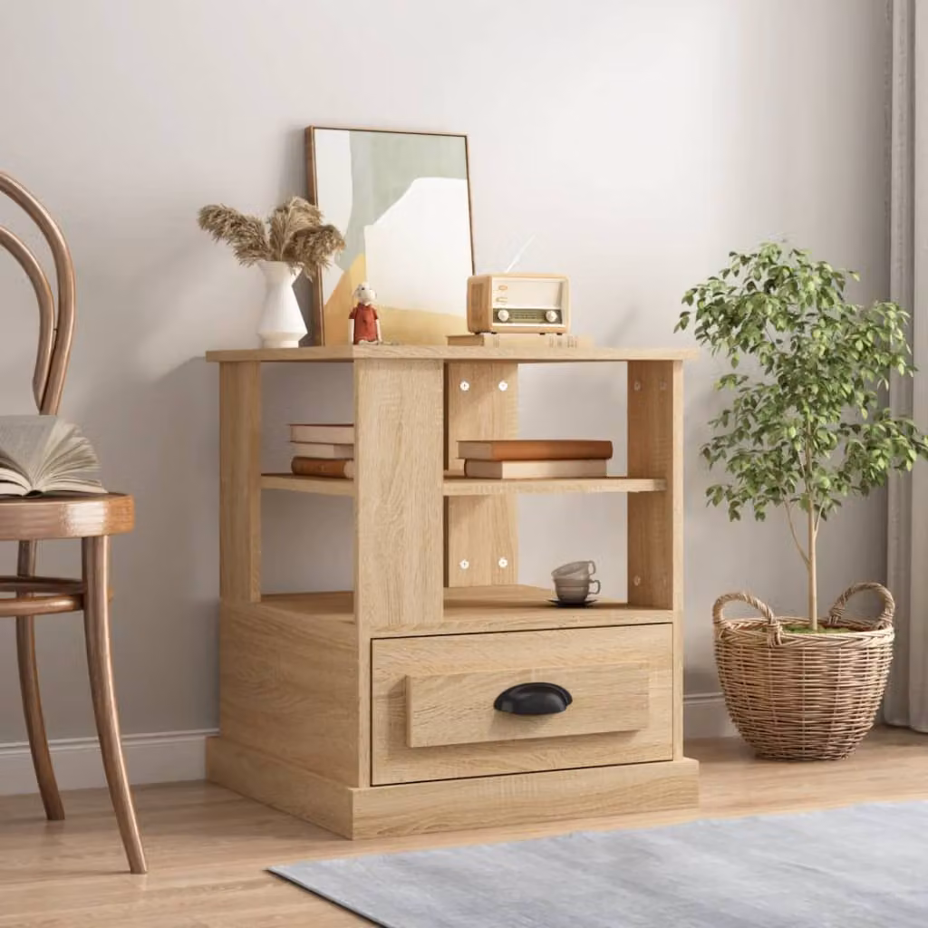 Tavolino Quadrato vidaXL in Legno Rovere Sonoma, Colore Beige/Marrone, L/P/H: 50 x 50 x 60 cm