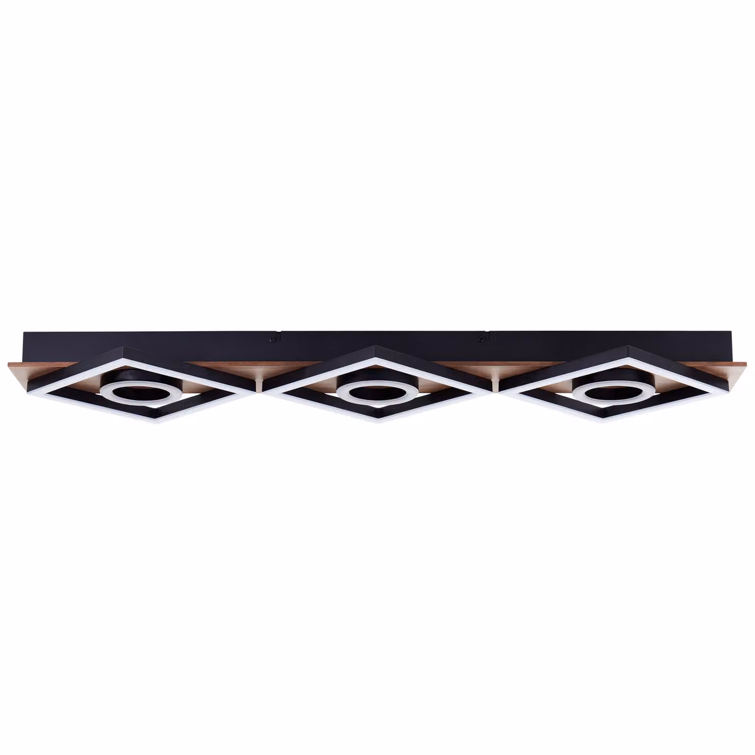BRILLANTE plafoniera LED nera MAUREEN | 88x28cm | 36W 3900 lm 3000K | dimmer a 3 livelli tramite interruttore a parete | metallo/legno