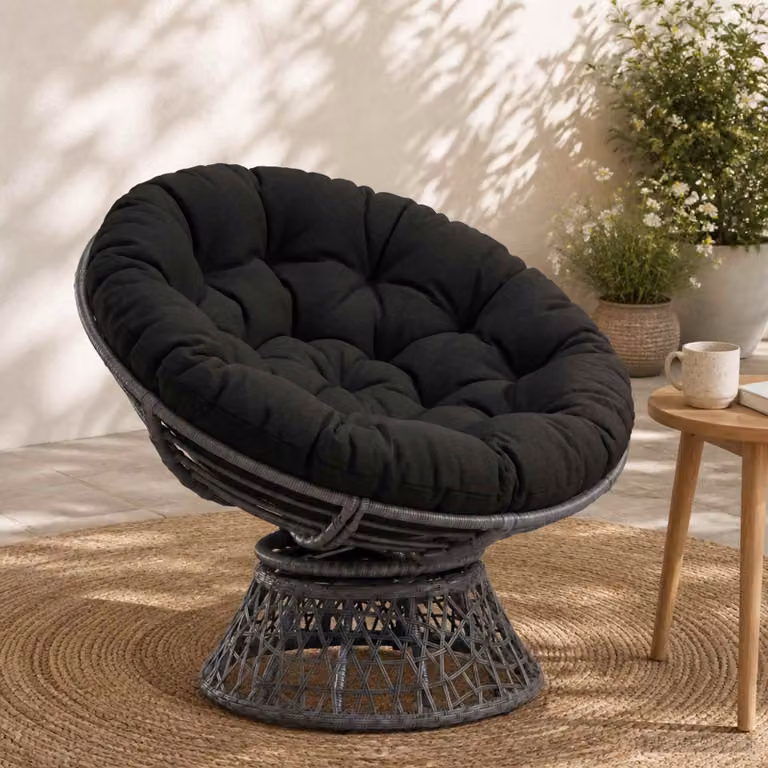 Cuscino per sedia Papasan vidaXL VIANEN nero in poliestere con rivestimento rimovibile e lavabile