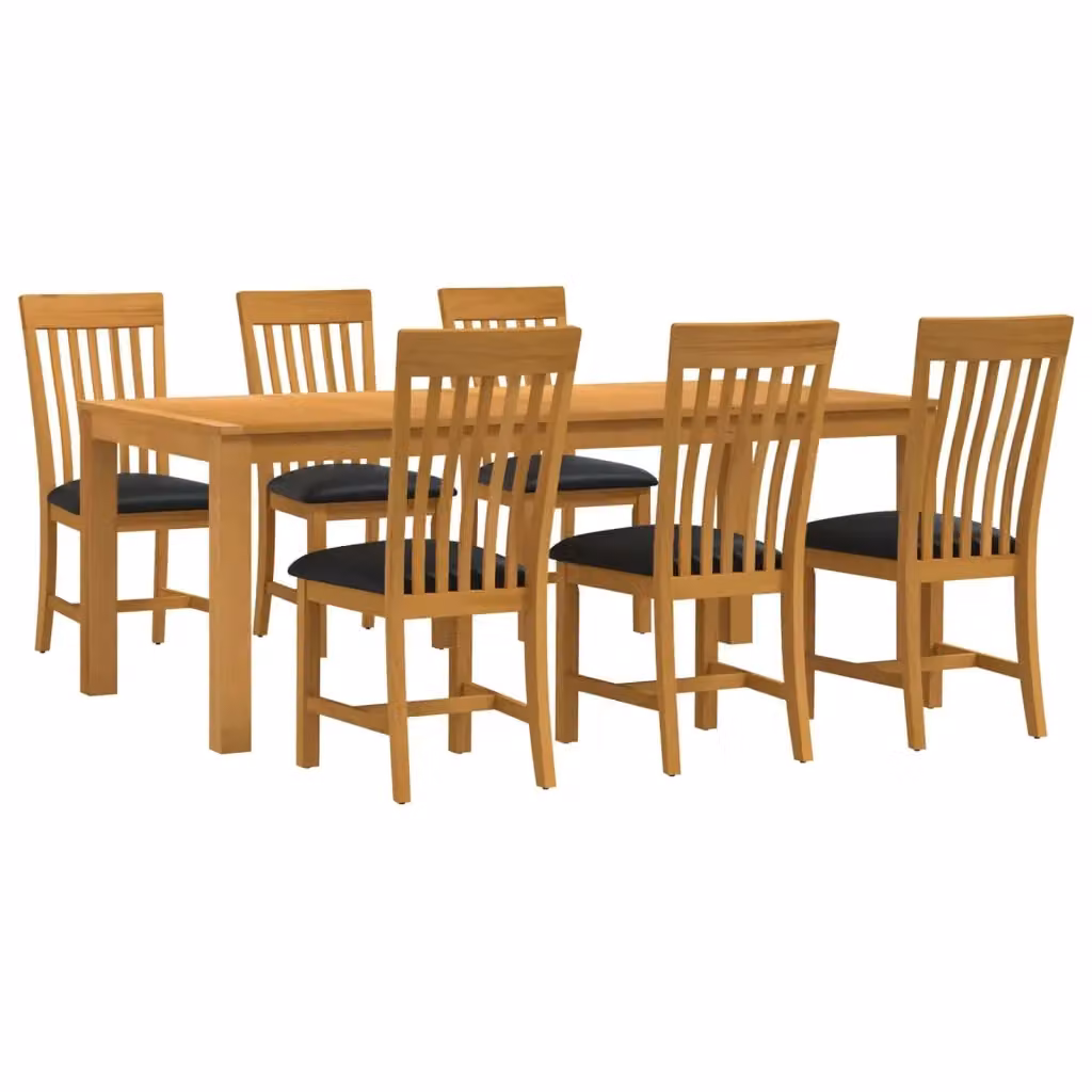 Set da pranzo moderno vidaXL in legno di quercia composto da 7 pezzi, colore nero e marrone, tavolo rettangolare e sedie