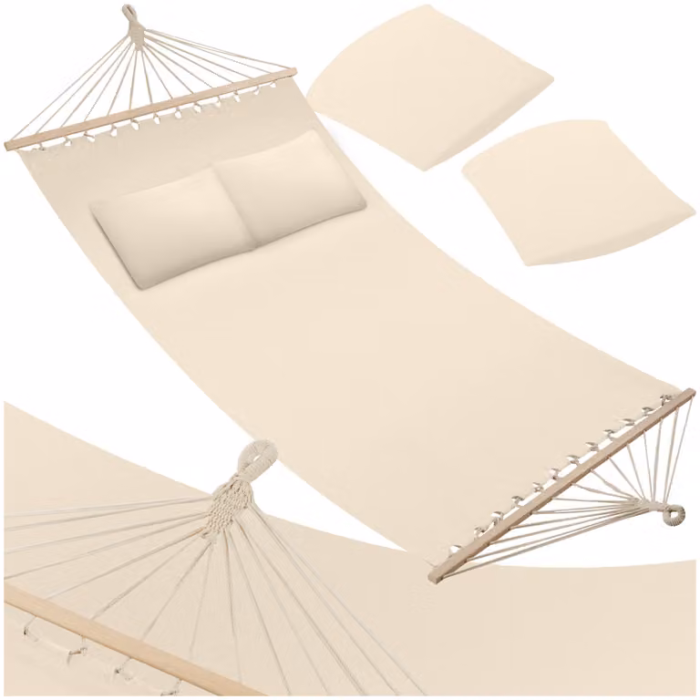 Amaca Eden TecTake beige con cuscini in legno trattato e tessuto per giardino