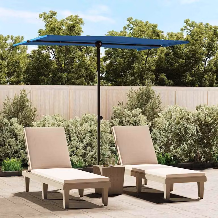 Ombrellone da Giardino vidaXL con Palo in Alluminio e Copertura in Poliestere, Azzurro, L: 200 cm, P: 150 cm, H: 215 cm