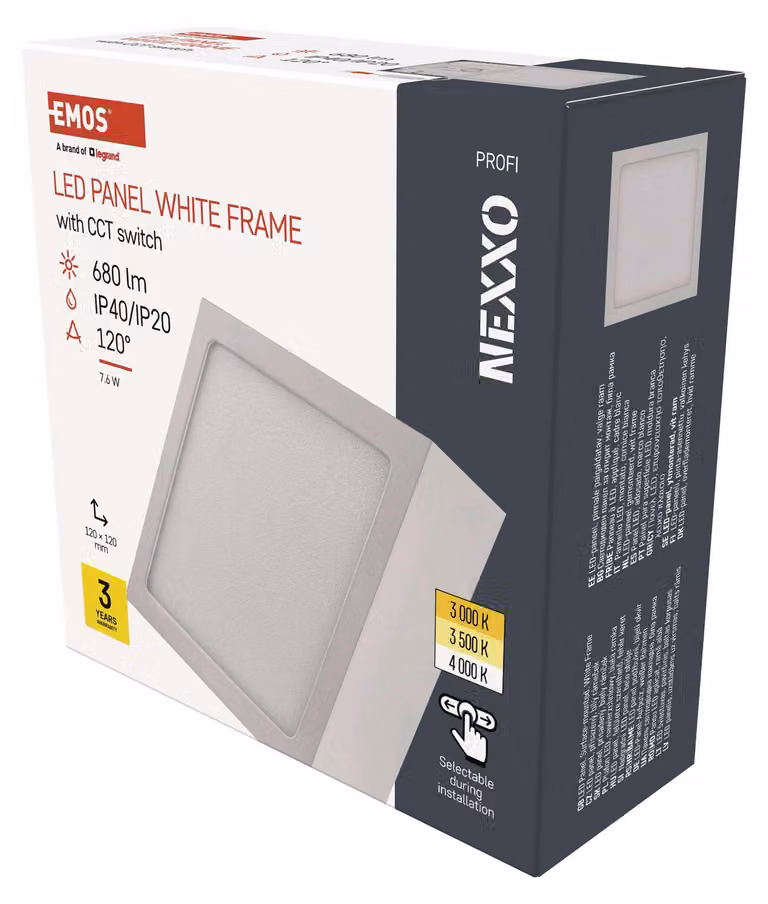 EMOS Apparecchio LED NEXXO bianco, 12 x 12 cm, 7,6 W, bianco caldo/neutro, ZM6123