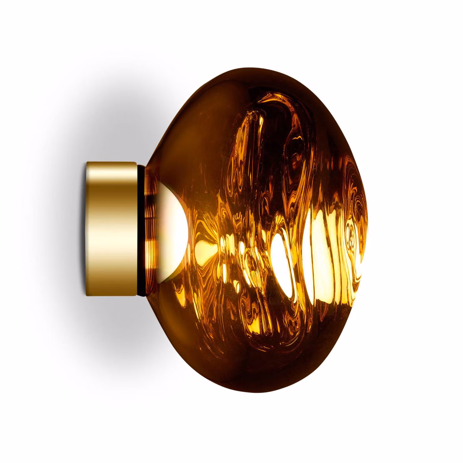 Tom Dixon Applique da parete di design Melt Surface Mini, dimmerabile, Ottone / Oro, Soggiorno / Sala da pranzo, Plastica, Design, Applique