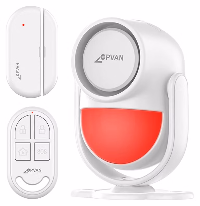Sensore di movimento, compatibile con telecomando, sistema di sicurezza affidabile, kit di montaggio, colore bianco