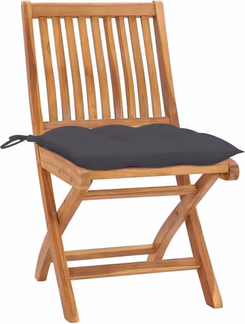 Sedie da Giardino 2 pz | Sedie da Esterno con Cuscini Antracite Massello di Teak