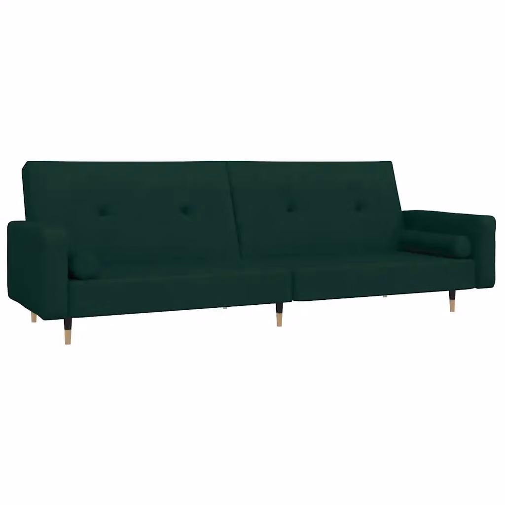 Divano Letto Click-Clack vidaXL in Velluto Verde con Cuscini e Poggiatesta Regolabile – 2