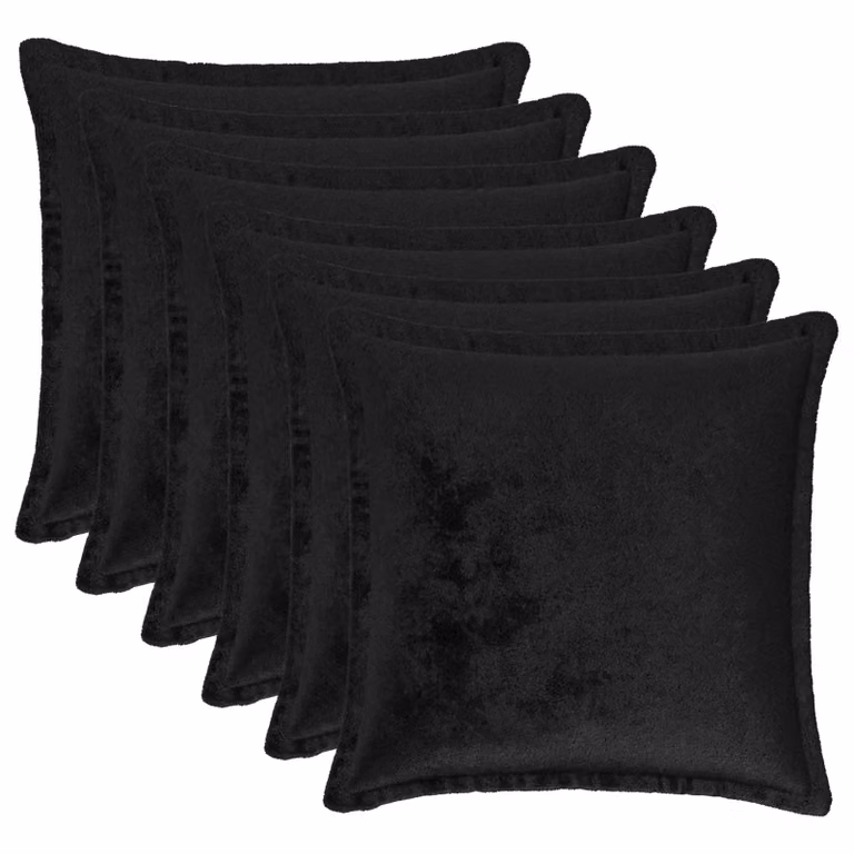 Set di 6 federe vidaXL HOUTEN in flanella nera, L/P: 40 x 40 cm
