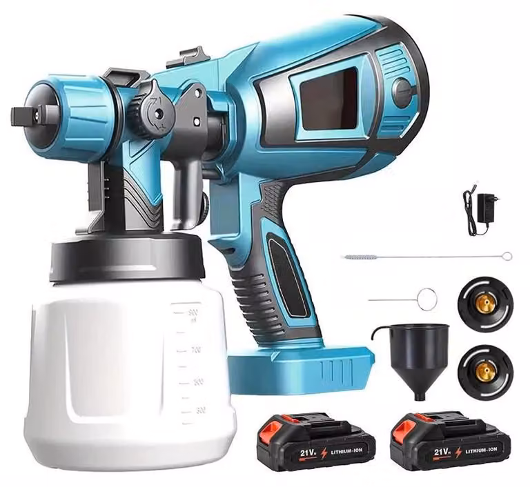 Spruzzatore a colori - Pistola a spruzzo elettrica - Serbatoio da 1000 ml - 18 V - Con 2 batterie - Portatile - Arancione