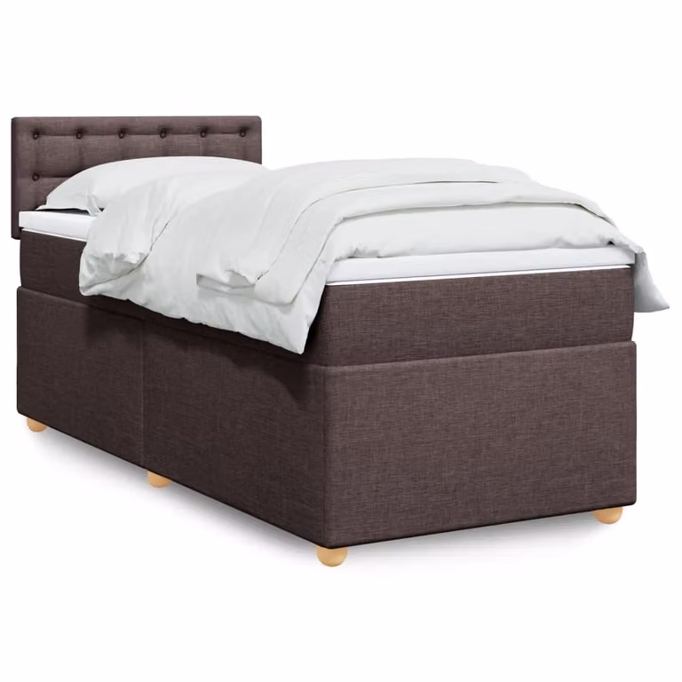 vidaXL Giroletto a Molle con Materasso Ibrido in Tessuto Marrone e Bianco, L/P/H: 90 x 200 cm