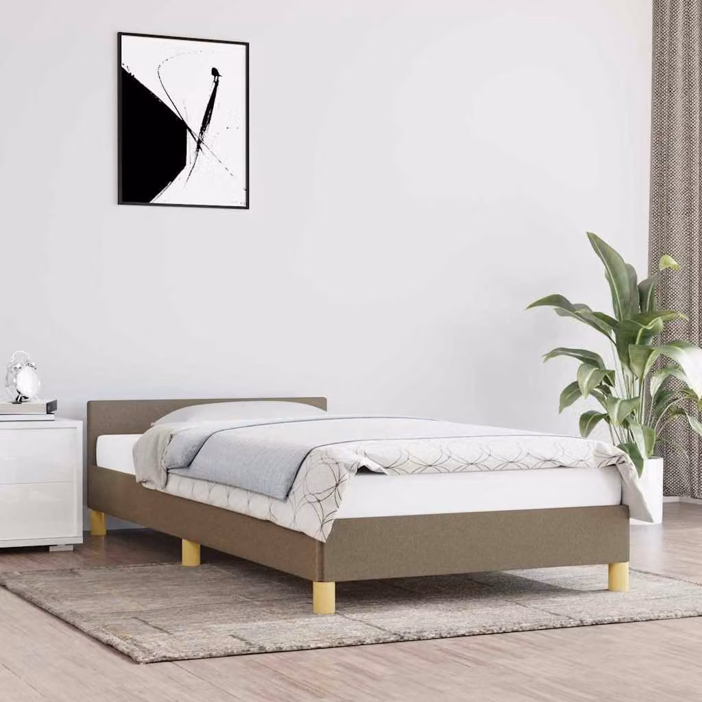 Giroletto vidaXL senza materasso in tessuto tortora con doghe in legno L/P: 100 x 200 cm