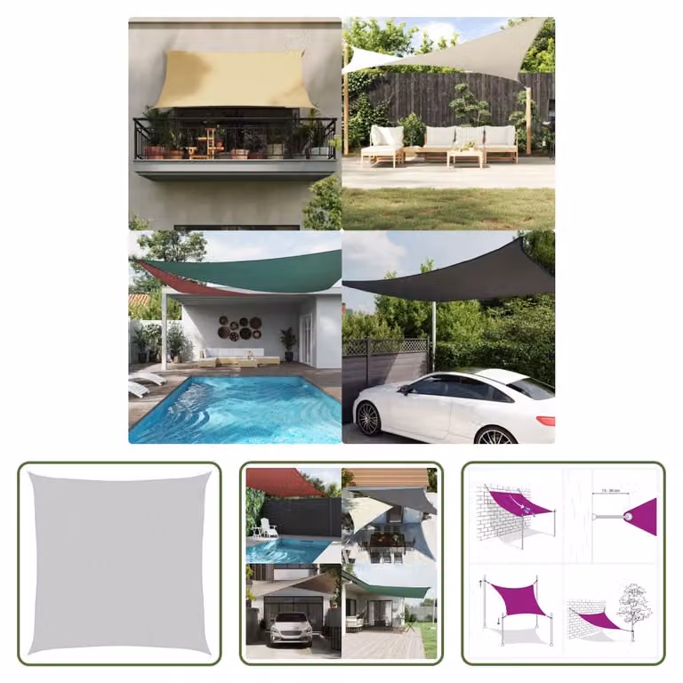 The Living Store Tenda da sole grigio chiaro 7x7 m 100% poliestere Oxford