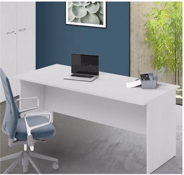 Scrivania per ufficio 180x80x74H bianco frassinato Ibisco – Made in Italy