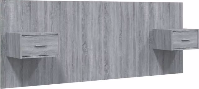 Testata Letto con Comodini Integrati in Legno Multistrato Grigio Sonoma L: 120 cm, H: 80 cm, P: 80 cm – 1