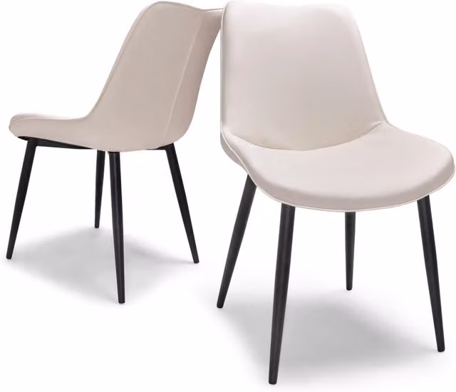 Set di 2 sedie da pranzo e ufficio Frankystar in ecopelle beige con struttura in metallo design moderno