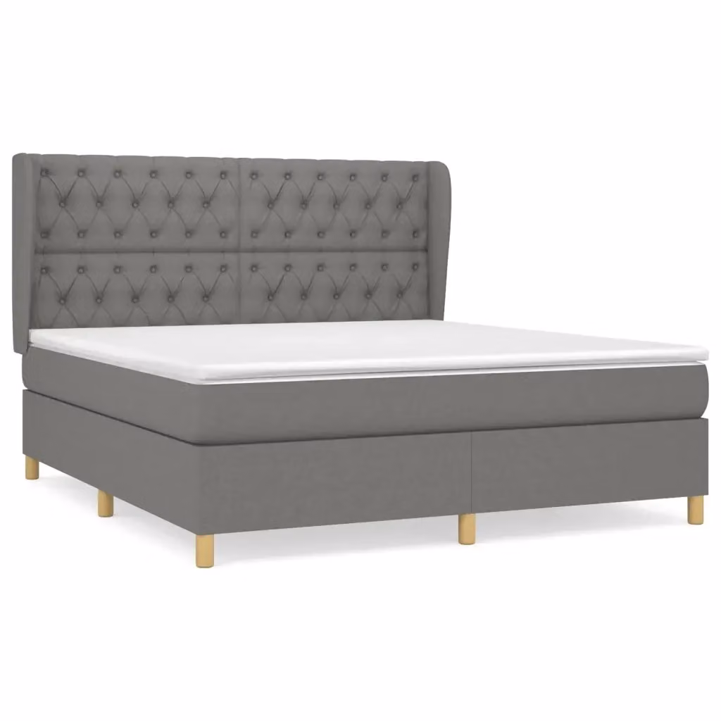 vidaXL Giroletto a Molle Ibrido con Materasso in Grigio e Bianco L/P/H: 160 x 200 x 128 cm – 2