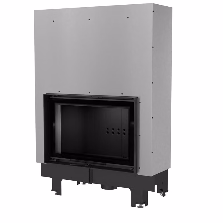 Inserto camino ad acqua KRATKI MBO 15 kW Ø 200 con porta scorrevole pannellata nera